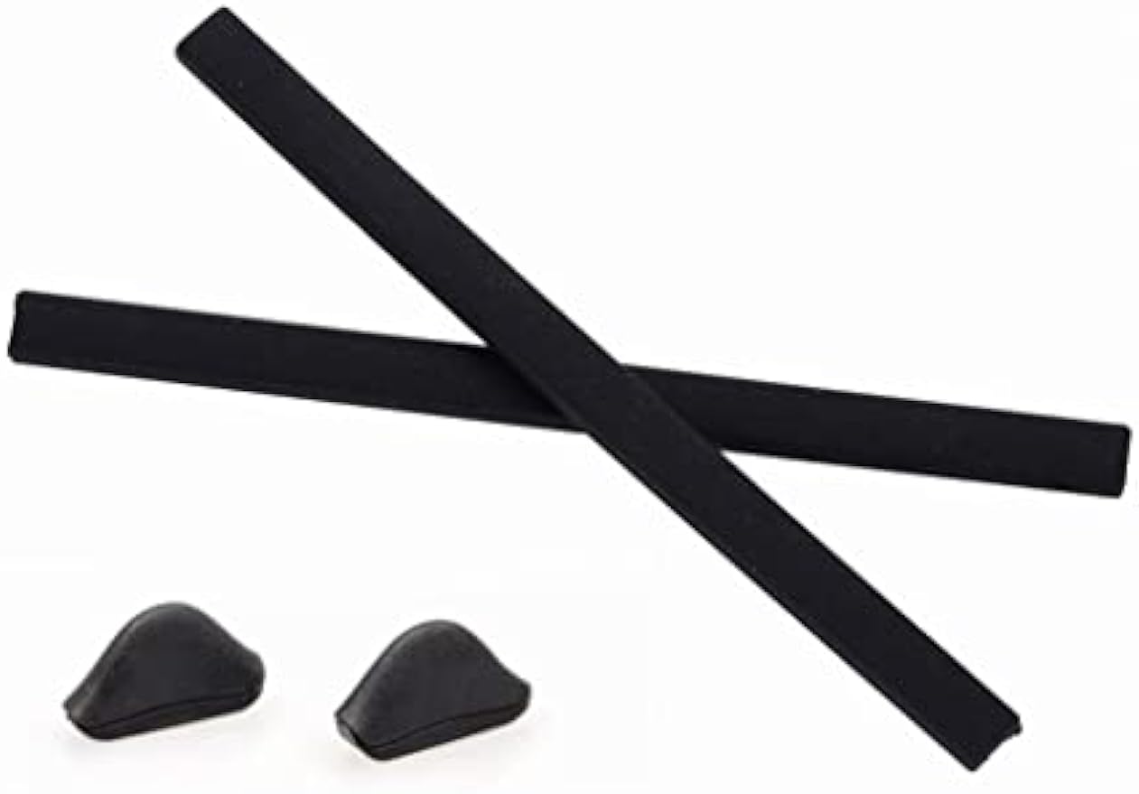Caulo Replacement Kit of Temple Ear Socks and Nose Pads Compatible with Oakley Pitchman Asian Fit OX8096 Glass Sunglass Frames (Black w Asian Fit Nose Pads - 1 Set)