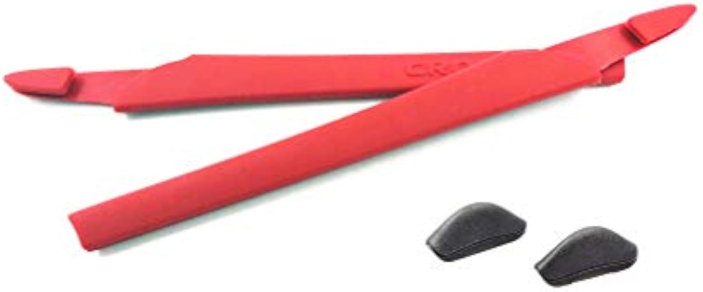 Caulo Replacement Ear Socks Sleeves + Nose Pads Compatible with Oakley Crosslink OX8027 OX8029 OX8030 OX8031 Glass Frames (Red - 1 Set)