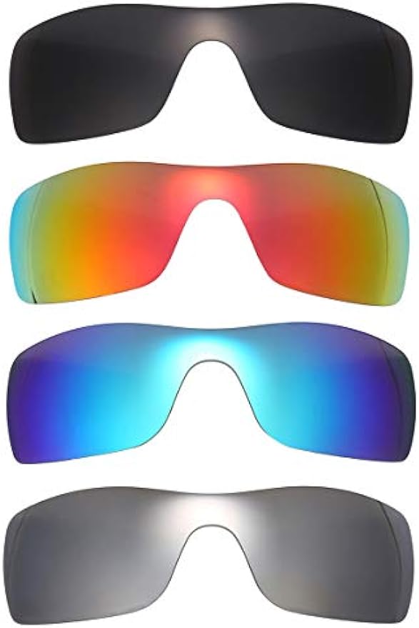 NicelyFit Polarized Replacement Lenses Shades for Oakley Batwolf Sunglasses Glass Frames (Pack of 4 - Black, Red, Blue, Titanium)