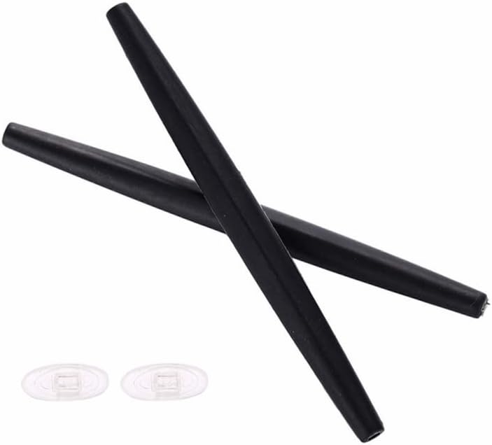 Caulo Replacement Kit of Temple Earsocks and Nose Pads Compatible with Oakley Whisker Glass Sunglass Frames (Black w Clear Nose Pads - 2 Sets)