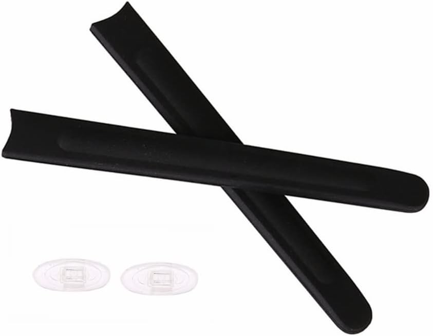 Caulo Replacement Temple Ear Socks and Nose Pads Compatible with Oakley Deringer OX5066 Glass Sunglass Frames (Black w Clear Nose Pads - 1 Set)