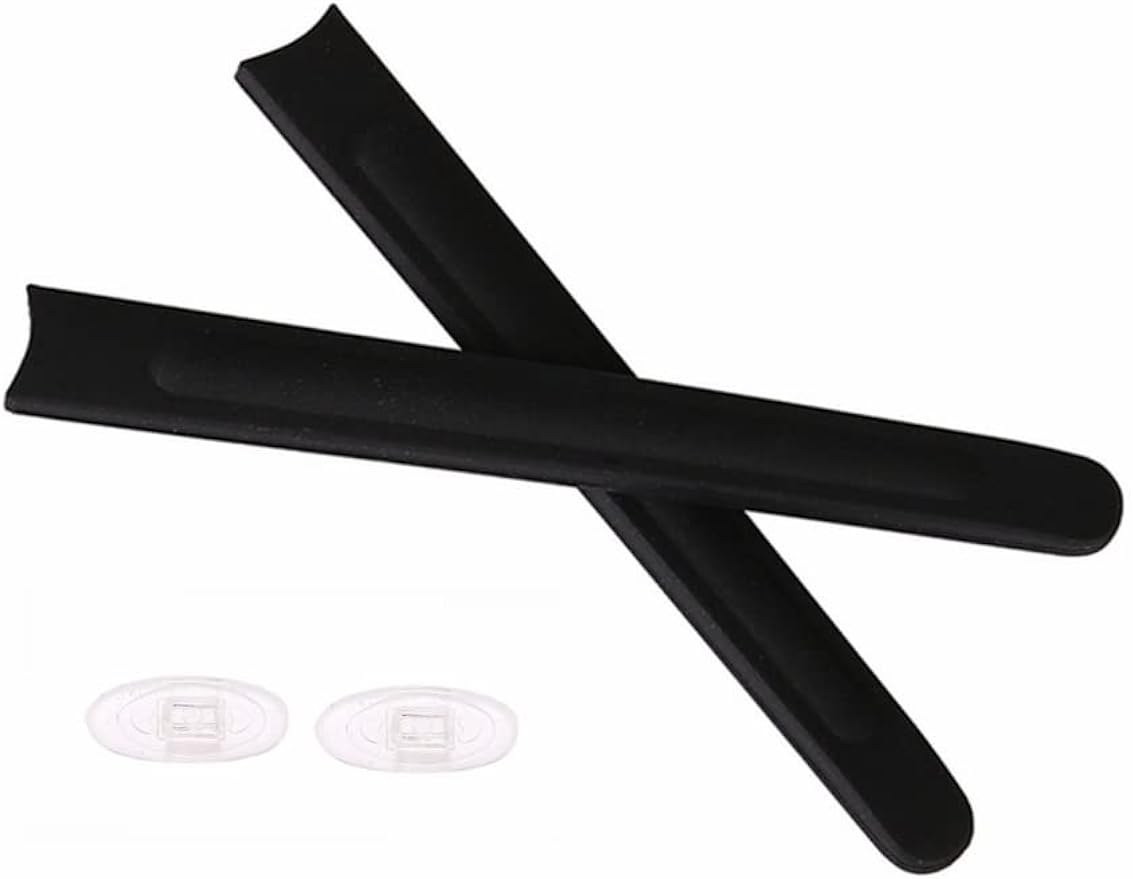 Caulo Replacement Temple Ear Socks and Nose Pads Compatible with Oakley Deringer OX5066 Glass Sunglass Frames (Black w Clear Nose Pads - 1 Set)