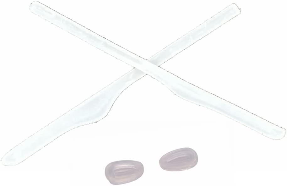Caulo Replacement Kit of Temple Ear Socks and Nose Pads Compatible with Oakley Keel Tech OX3122 Glass Eyeglass Frames (Black w Clear Nose Pads - 1 Set)