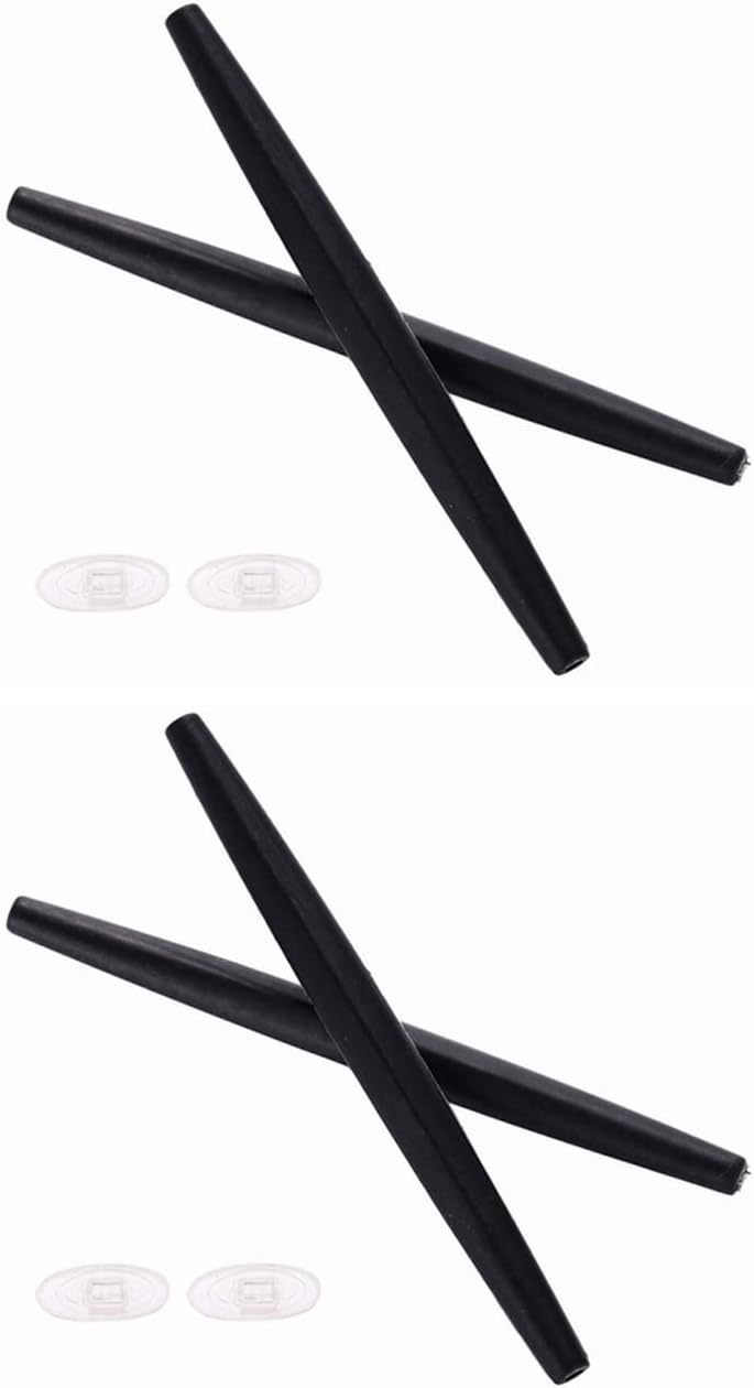 Caulo Replacement Kit of Temple Earsocks and Nose Pads Compatible with Oakley Whisker Glass Sunglass Frames (Black w Clear Nose Pads - 2 Sets)