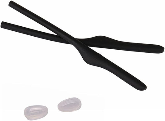 Caulo Replacement Kit of Temple Ear Socks and Nose Pads Compatible with Oakley Keel Tech OX3122 Glass Eyeglass Frames (Black w Clear Nose Pads - 1 Set)