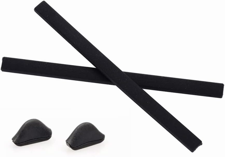 Caulo Replacement Kit of Temple Ear Socks and Nose Pads Compatible with Oakley Pitchman Asian Fit OX8096 Glass Sunglass Frames (Black w Asian Fit Nose Pads - 1 Set)