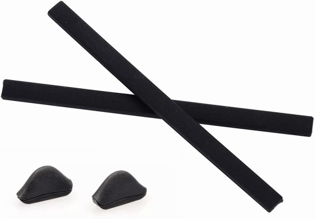 Caulo Replacement Kit of Temple Ear Socks and Nose Pads Compatible with Oakley Pitchman Asian Fit OX8096 Glass Sunglass Frames (Black w Asian Fit Nose Pads - 1 Set)