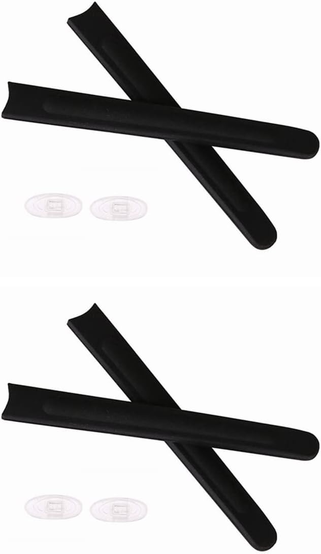 Caulo Replacement Temple Ear Socks and Nose Pads Compatible with Oakley Deringer OX5066 Glass Sunglass Frames (Black w Clear Nose Pads - 1 Set)