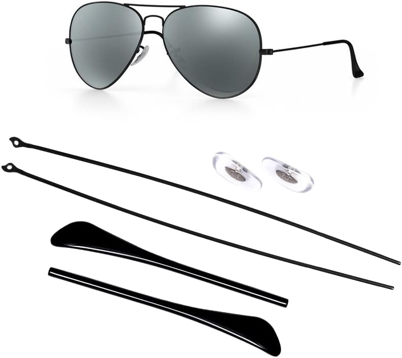 Compatible/Replacement for Ray-Ban 3025 Aviator Sunglasse Temple Arms Nose Pads Temple Tips if Applicable (Gold)