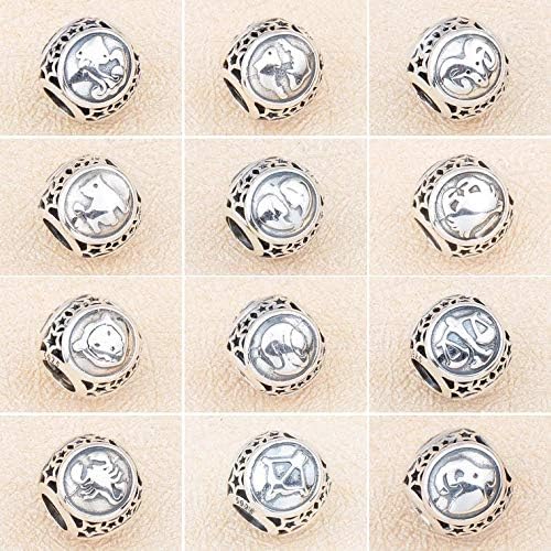NicelyFit 925 Sterling Silver Zodiac Constellation Sign Bead Charm fit Pandora Chamilia Bracelet Necklace (Virgo)