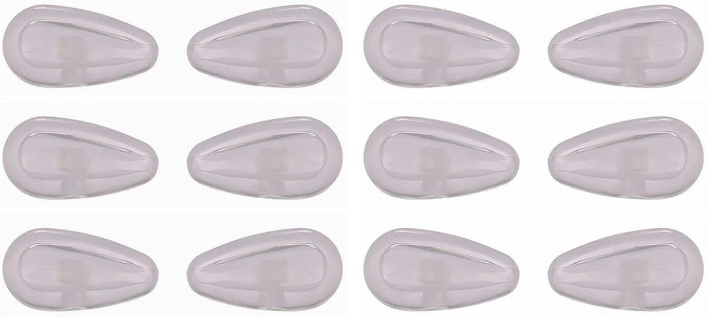 NicelyFit Lot of 6 Pairs Clear Screw-In Nose Pads w Air Cushion for Oakley Eye Glass Eyeglass Sunglass Frames 15mm x 7mm