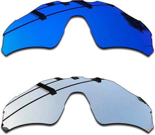 SEEABLE 2 Pieces Premium Polarized Mirror Replacement Lenses for Oakley Radar EV Path OO9208 Sunglasses - Silver Mirror+Blue Mirror