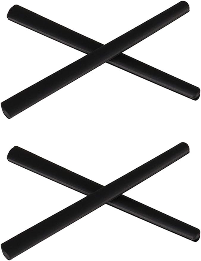 NicelyFit Replacement Temple Ear Socks for Oakley Metal Plate OX5038 Carbon Plate OX5079 Eye Glass Frames (Black - 2 Pairs)