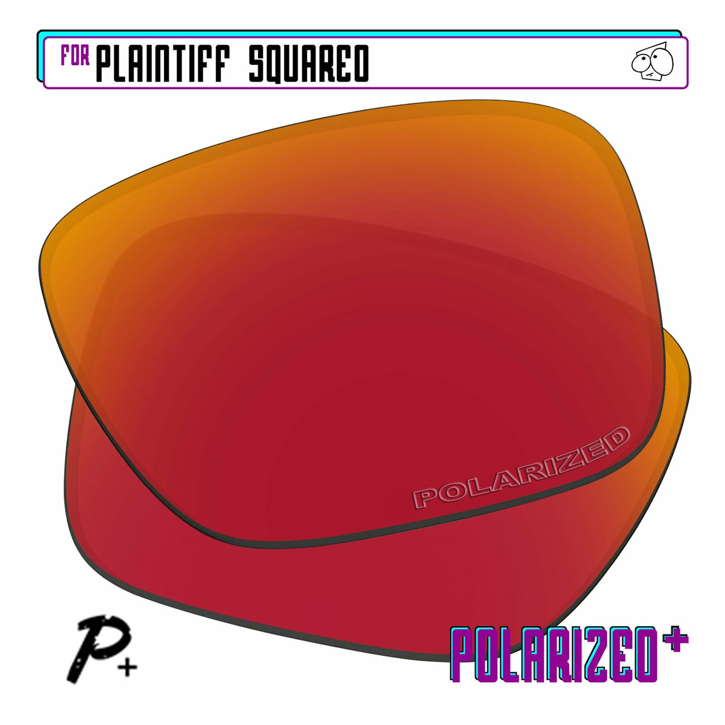 POLARIZED+ Replacement Lens For-Oakley Plaintiff Squared Sunglass Anti-Scratch