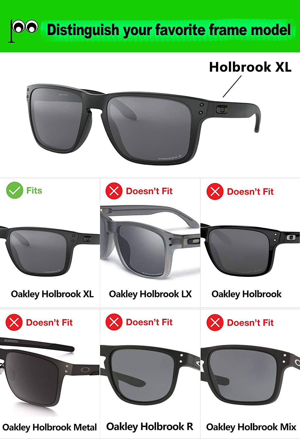 Prizo Polarized Replacement Lenses for Oakley Holbrook XL Sunglasses - Multi Options
