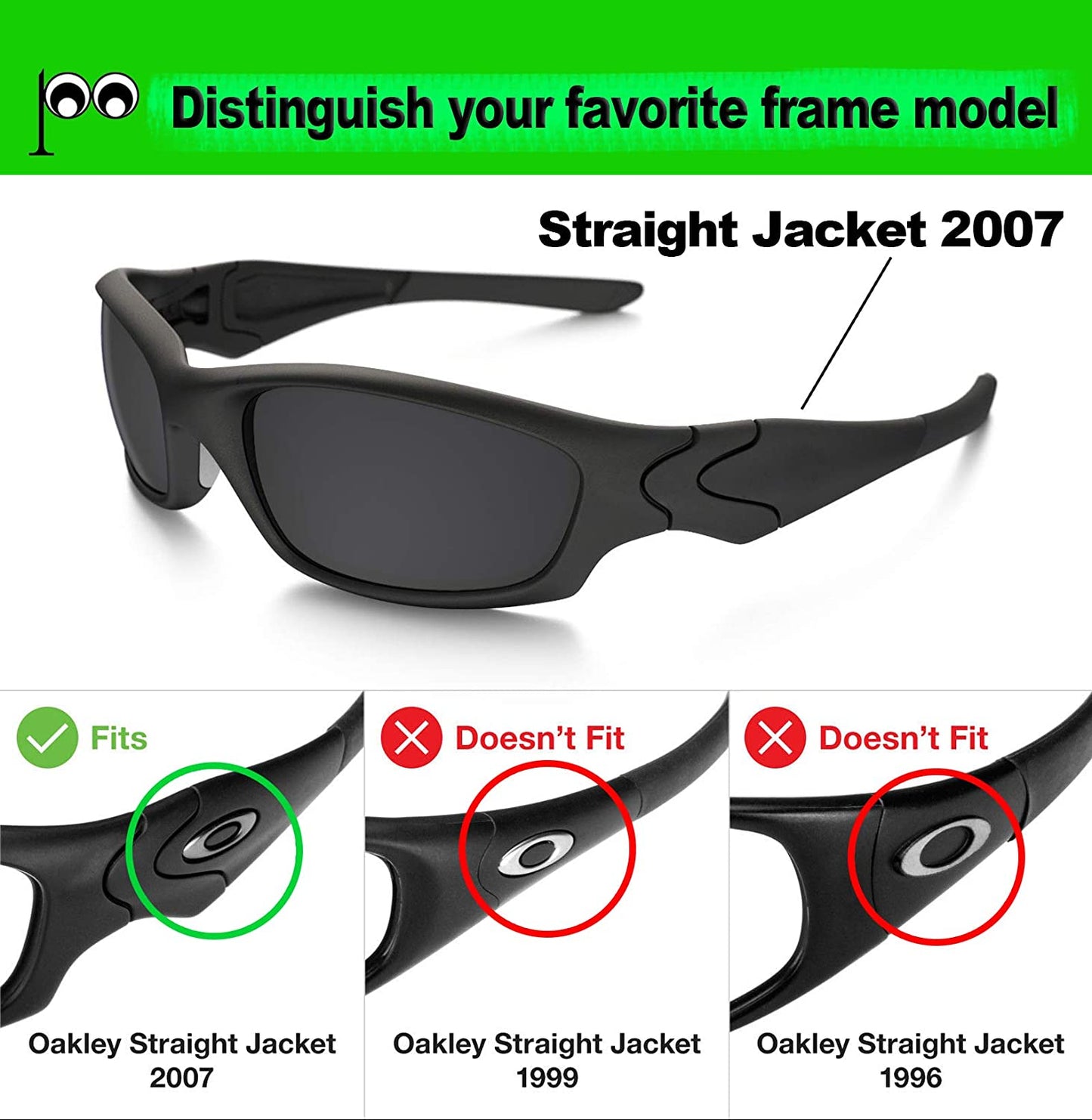 Prizo Polarized Replacement Lenses for Oakley Straight Jacket 2007 Sunglasses