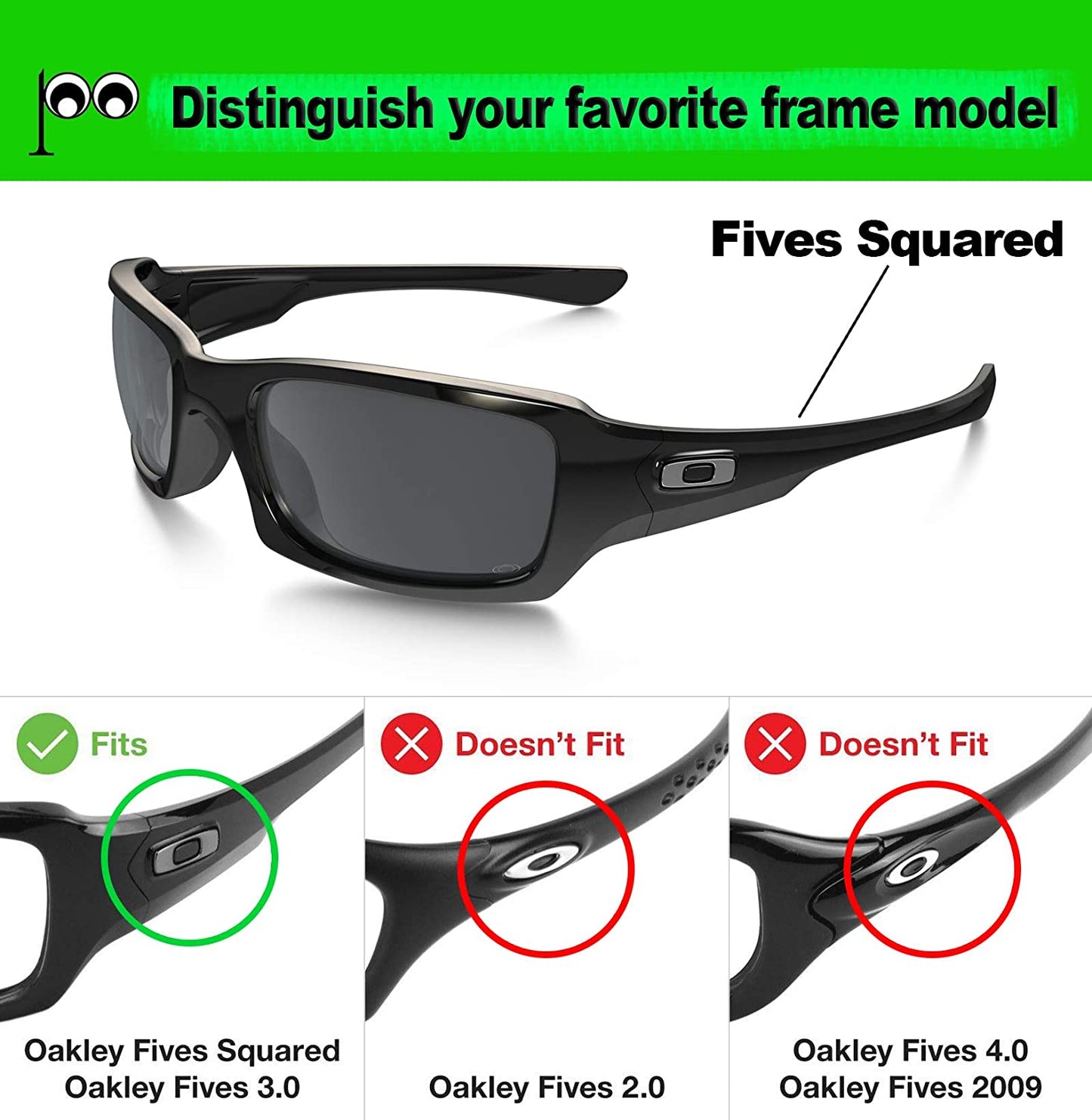 Prizo Polarized Replacement Lenses for Oakley Fives Squared 2008 Sunglasses (Fire Iridium)