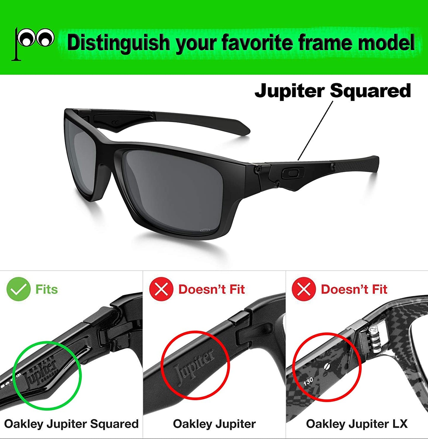Prizo Polarized Replacement Lenses for Oakley Jupiter Squared OO9135 Sunglasses
