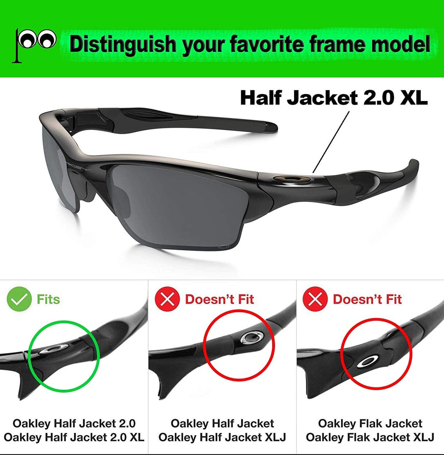 Prizo Polarized Replacement Lenses for Oakley Half Jacket 2.0 XL Sunglasses