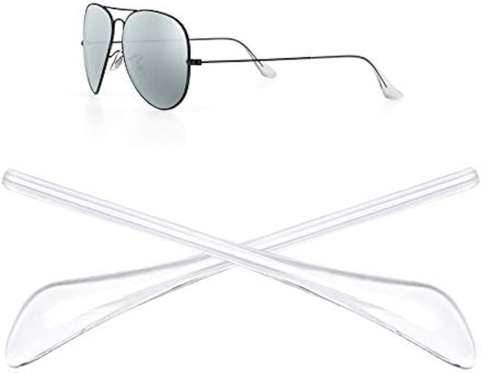 HiCycle2 Replacement Temple Tips Ear Socks for Ray-Ban Aviator RB3025 3026 Sunglasses Repair kits Black,Bonus Sunglasses Bag (Clear)
