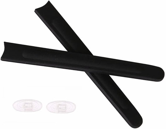 Caulo Replacement Temple Ear Socks and Nose Pads Compatible with Oakley Deringer OX5066 Glass Sunglass Frames (Black w Clear Nose Pads - 1 Set)