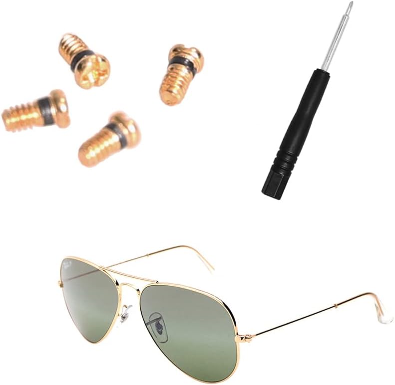 CEYDEY Replacement Gold Screws for Aviator RB3025 3025 Sunglasses Repair Kit (Set of 4),Screwdriver
