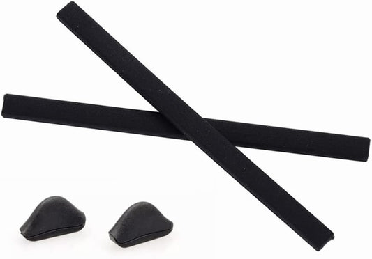 Caulo Replacement Kit of Temple Ear Socks and Nose Pads Compatible with Oakley Pitchman Asian Fit OX8096 Glass Sunglass Frames (Black w Asian Fit Nose Pads - 1 Set)