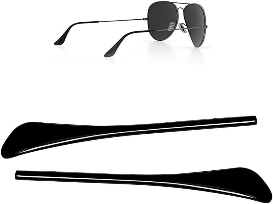 Replacement Temple Tips for Ray-Ban Aviator RB3025 3026 Sunglasses Repair Kits,Bonus Sunglasses Cloth (Black)