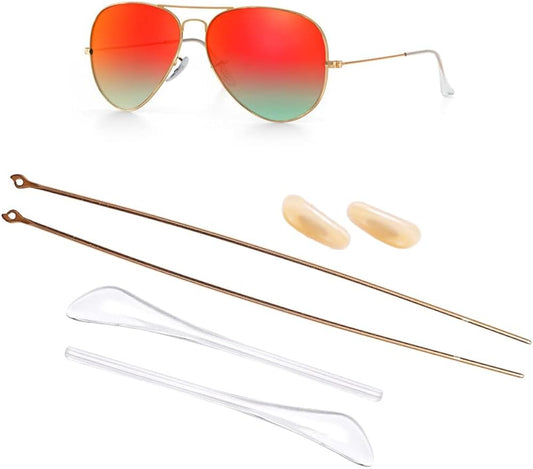 Compatible/Replacement for Ray-Ban 3025 Aviator Sunglasse Temple Arms Nose Pads Temple Tips if Applicable (Gold)