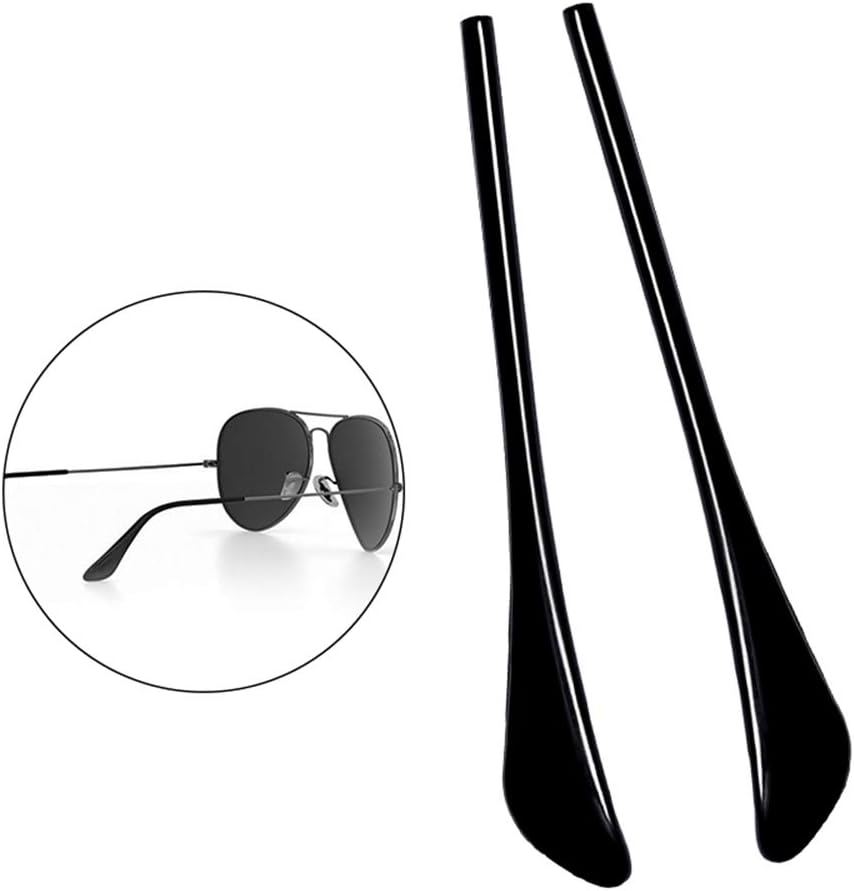 Replacement Temple Tips for Ray-Ban Aviator RB3025 3026 Sunglasses Repair Kits,Bonus Sunglasses Cloth (Black)