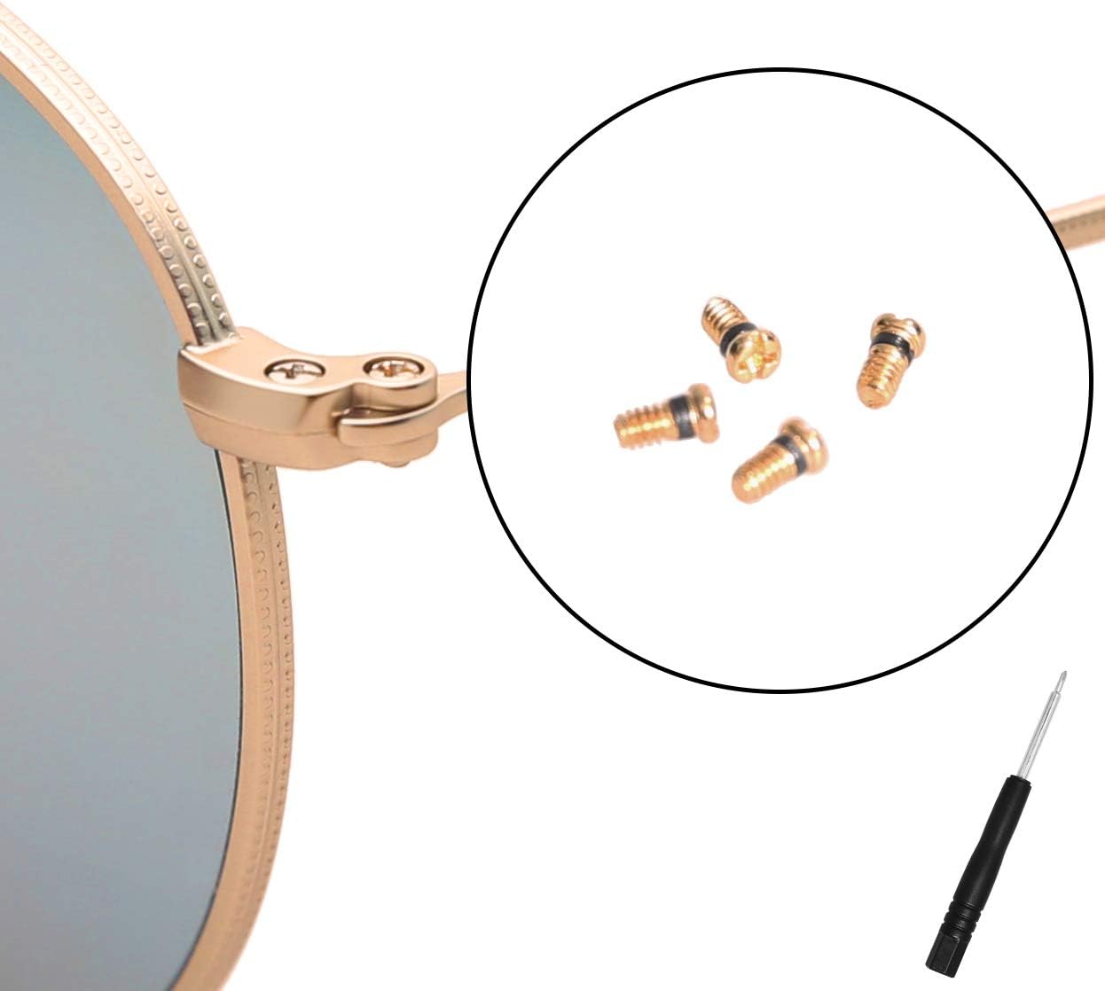 CEYDEY Replacement Gold Screws for Aviator RB3025 3025 Sunglasses Repair Kit (Set of 4),Screwdriver