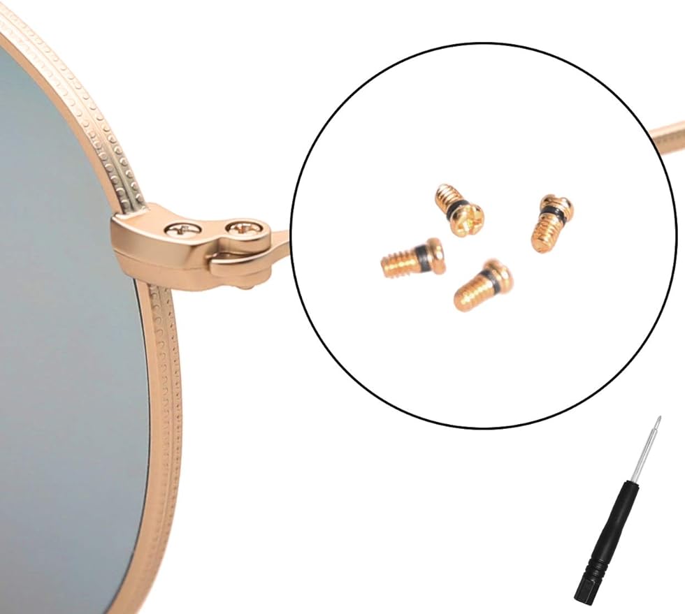 CEYDEY Replacement Gold Screws for Aviator RB3025 3025 Sunglasses Repair Kit (Set of 4),Screwdriver