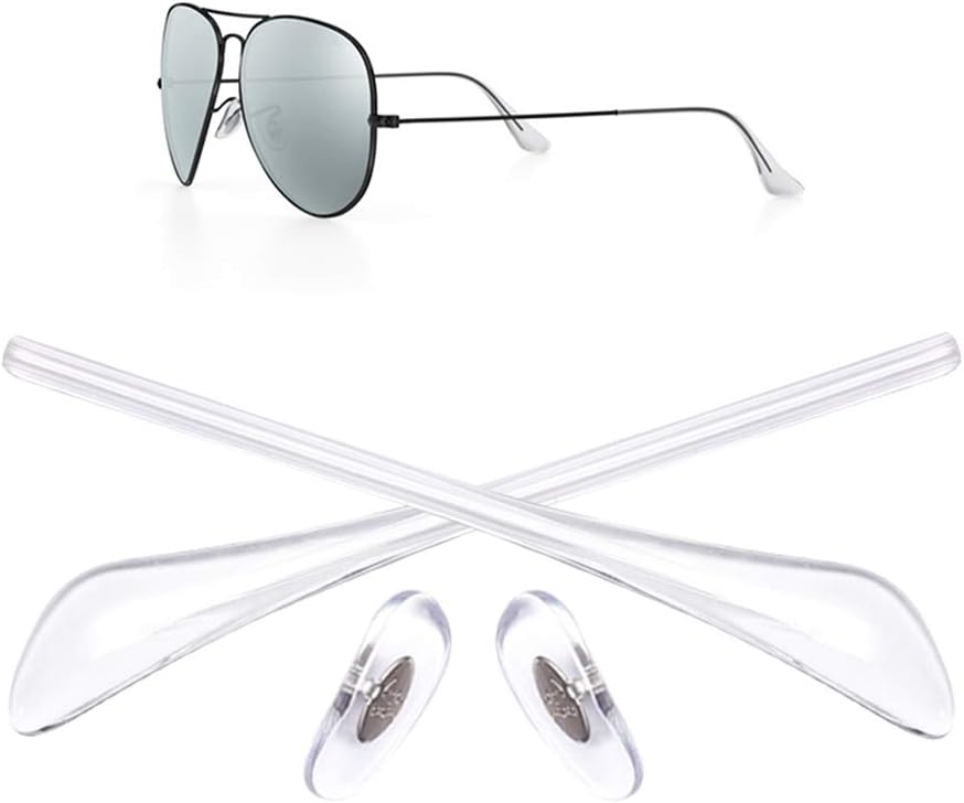 Replacement Temple Tips for Ray-Ban Aviator RB3025 3026 Sunglasses Repair Kits,Bonus Sunglasses Cloth (Black)