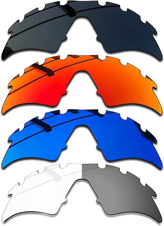 SEEABLE 4 Pieces Premium Polarized Mirror Replacement Lenses for Oakley M Frame Sweep Vented Sunglasses - Dark Black+Fire Orange Mirror+Blue Mirror+Eclipse Grey Photochromic