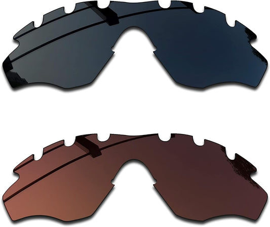 SEEABLE 2 Pieces Premium Polarized Replacement Lenses for Oakley M2 Frame Vented OO9212 Sunglasses - Dark Black+Brown