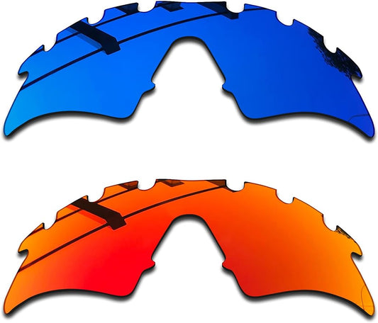 SEEABLE 2 Pieces Premium Polarized Mirror Replacement Lenses for Oakley M Frame Sweep Vented Sunglasses - Fire Orange Mirror+Blue Mirror