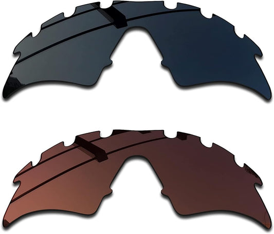 SEEABLE 2 Pieces Premium Polarized Replacement Lenses for Oakley M Frame Sweep Vented Sunglasses - Dark Black+Brown