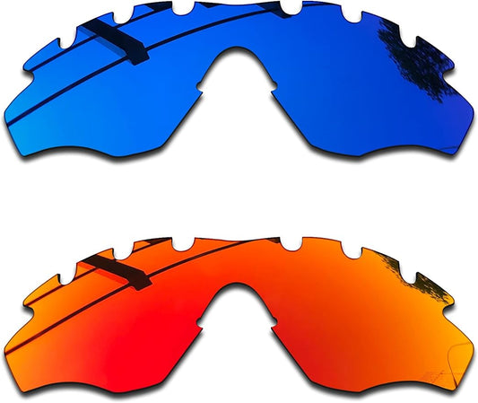 SEEABLE 2 Pieces Premium Polarized Mirror Replacement Lenses for Oakley M2 Frame Vented OO9212 Sunglasses - Blue Mirror+Fire Orange Mirror