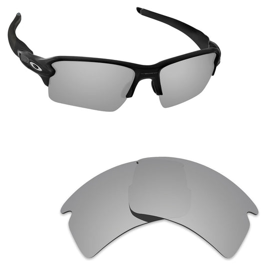 Hawkry Polarized Replacement Lenses for-Oakley Flak 2.0 XL Silver Titanium