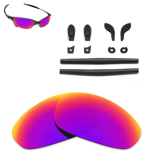 Hawkry Black Rubber Kits & Midnight Sun Replacement Lens for-Oakley Juliet