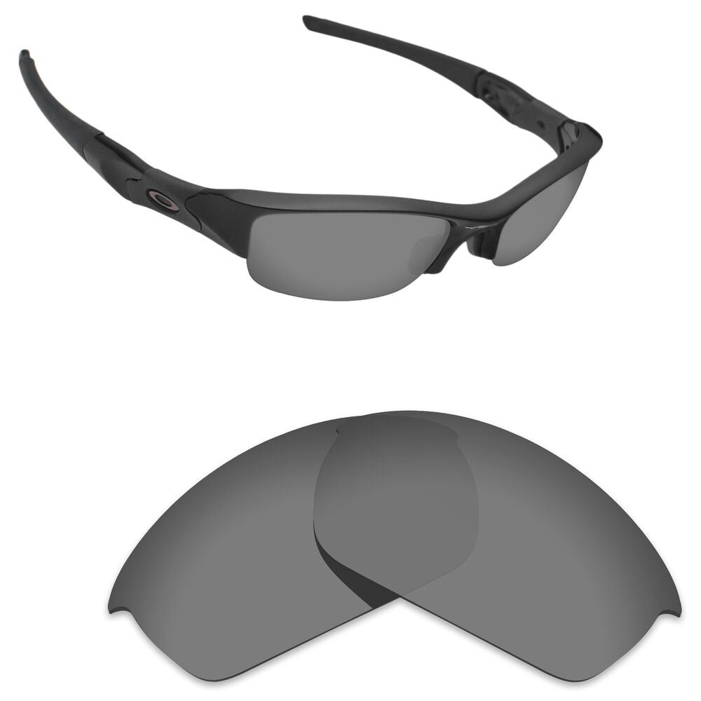 Hawkry Polarized Replacement Lenses for-Oakley Flak Jacket Sunglass Sport Black