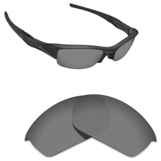 Hawkry Polarized Replacement Lenses for-Oakley Flak Jacket Sunglass Sport Black