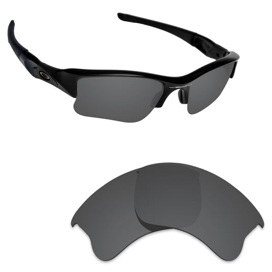 Hawkry Polarized Replacement Lenses for-Oakley Flak Jacket XLJ Stealth Black