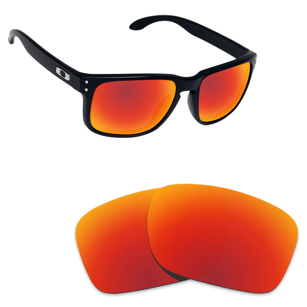 Hawkry Polarized Replacement Lenses for-Oakley Holbrook Orange Red Mirror
