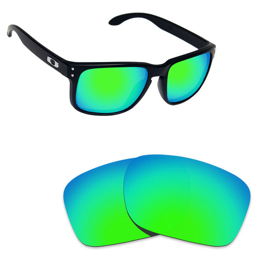 Hawkry Polarized Replacement Lenses for-Oakley Holbrook Emerald Green Mirror