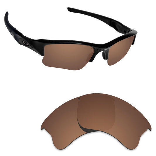 Hawkry Polarized Replacement Lenses for-Oakley Flak Jacket XLJ Bronze Brown