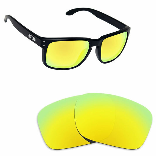 Hawkry Polarized Replacement Lenses for-Oakley Holbrook 24K Golden Mirror