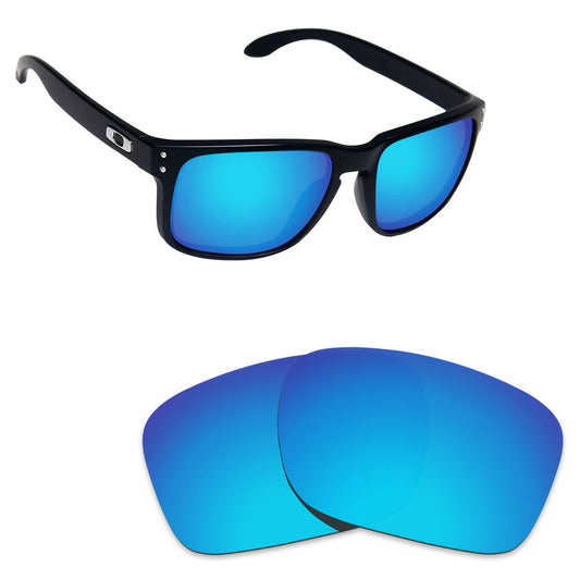 Hawkry Polarized Replacement Lense for-Oakley Holbrook Sunglass Ice Blue Mirror