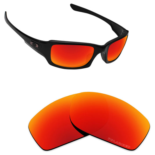 Hawkry SaltWater Proof Fire Red Replacement Lenses for-Oakley Fives Squared