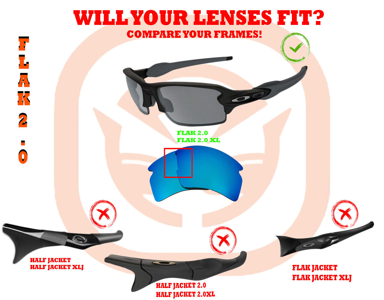 LenSwitch Polarized Replacement Lenses for Oakley Flak Draft Sunglasses Black